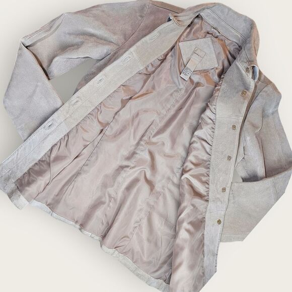 Massini Neutral Ivory Beige Leather Trench Medium - Picture 9 of 14